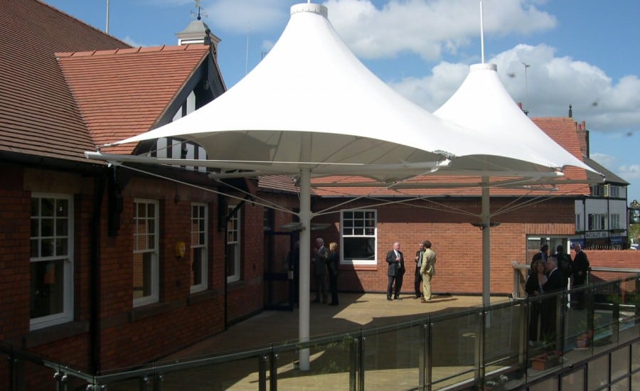 external PVC Shade canopy at Chester Racecourse 