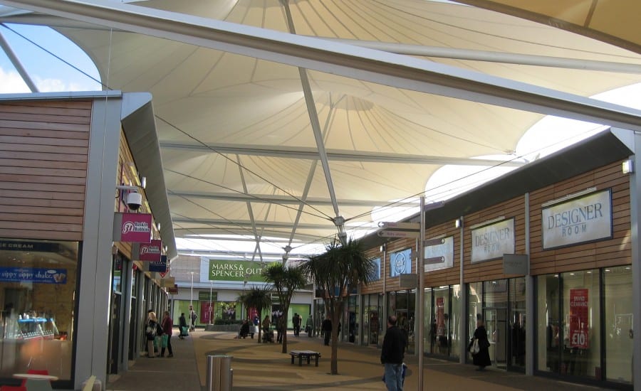 PTFE Glass covered walkway for shopping centre