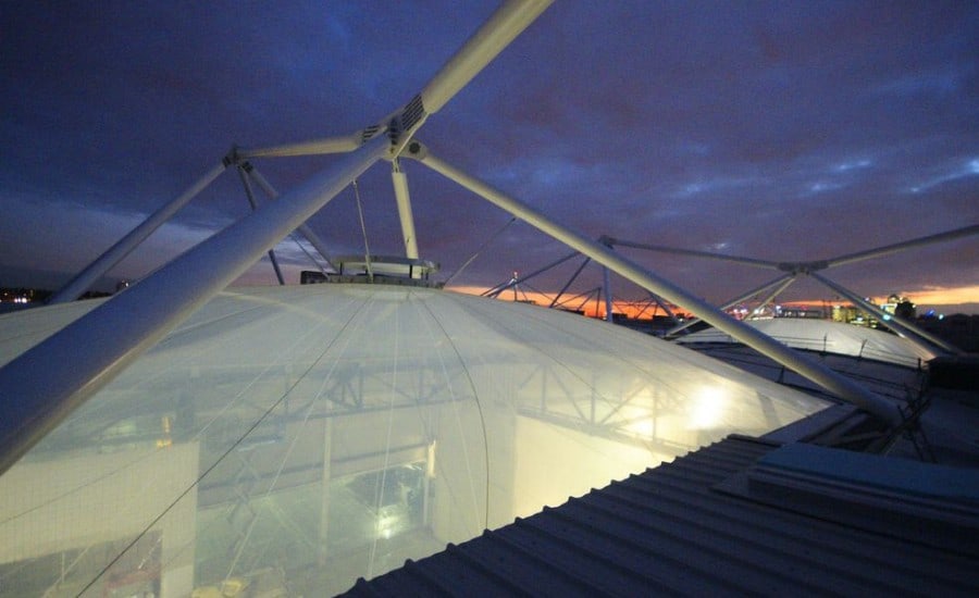 ETFE Foil cushion on top of exhibition centre