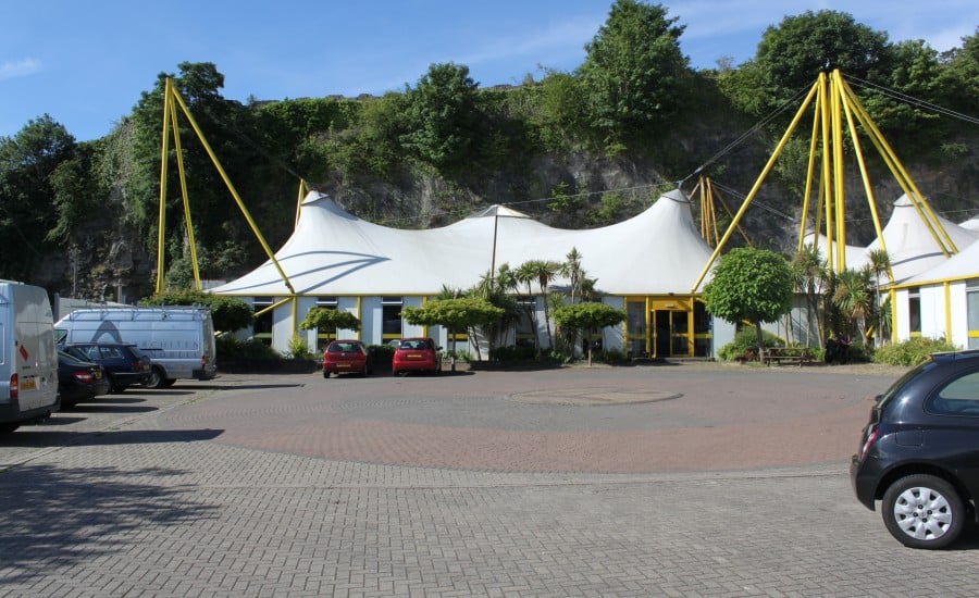 Architectural tented factory roof