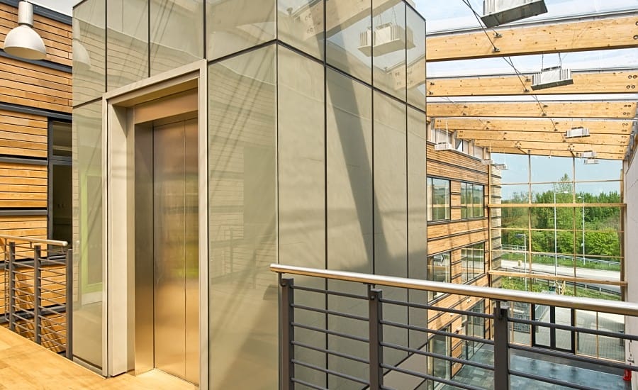 ETFE foil cushions over building courtyard