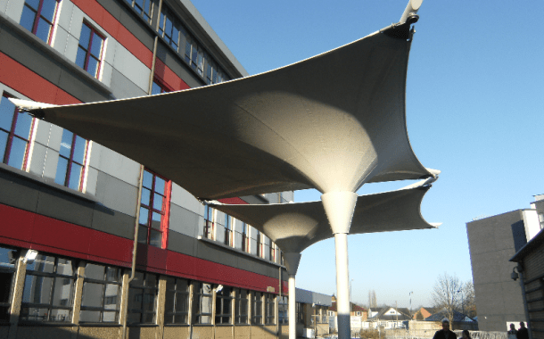 external fabric School canopy with integrated lighting