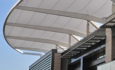 Tenara fabric walkway canopy