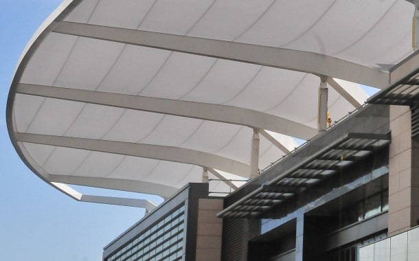 Tenara fabric walkway canopy