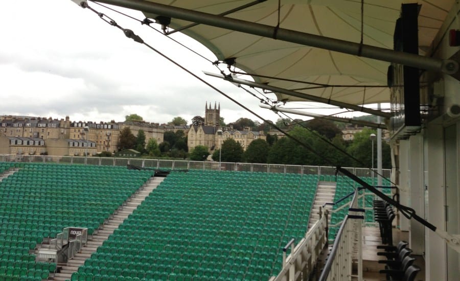 PVC fabric canopy feature at sports ground