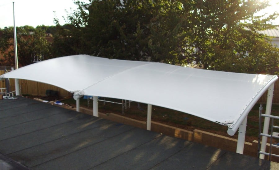 Fabric canopy for weather protection for school