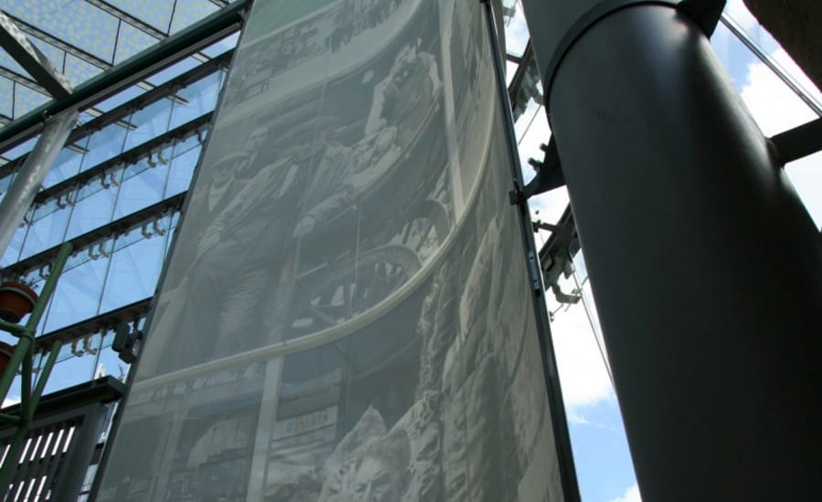 Interior fabric screens in market place