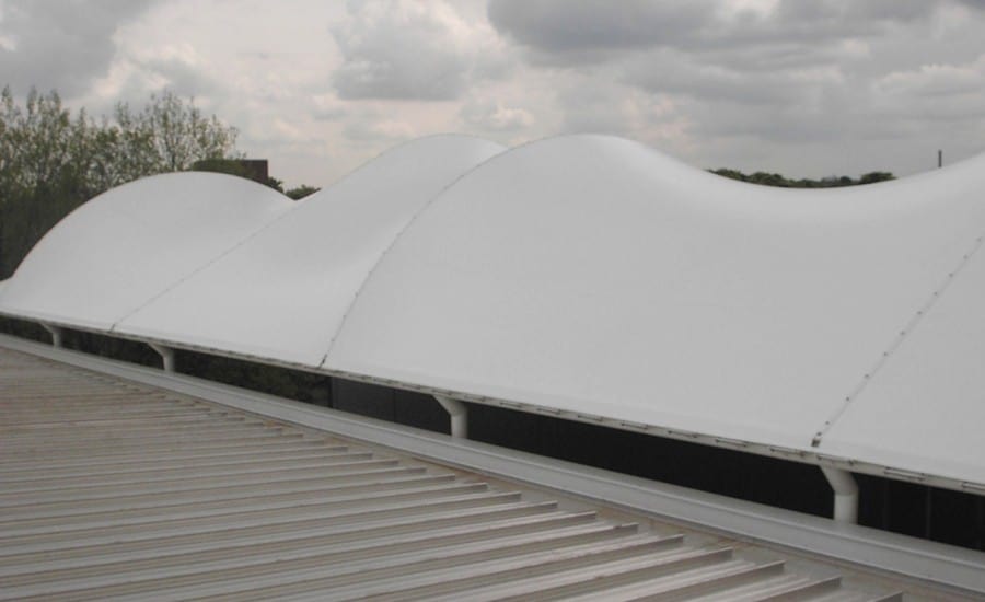 Distinctive asymmetrical PVC roof