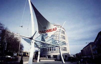 Fabric sail for shopping centre entrance