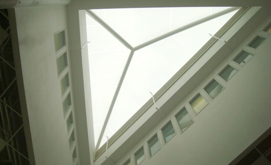 Triangular ETFE fabric roof light