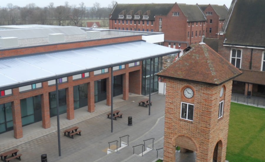 Tensile fabric school walkway