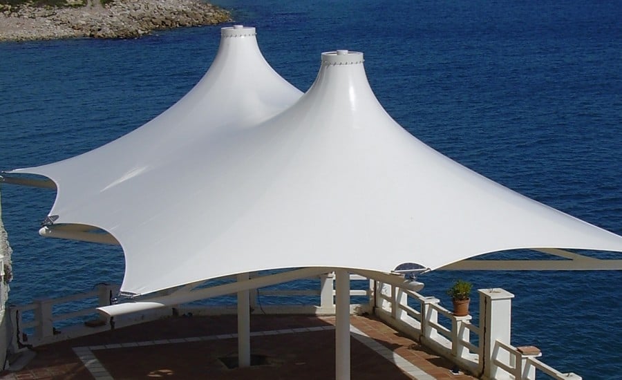 Twin coned fabric canopy