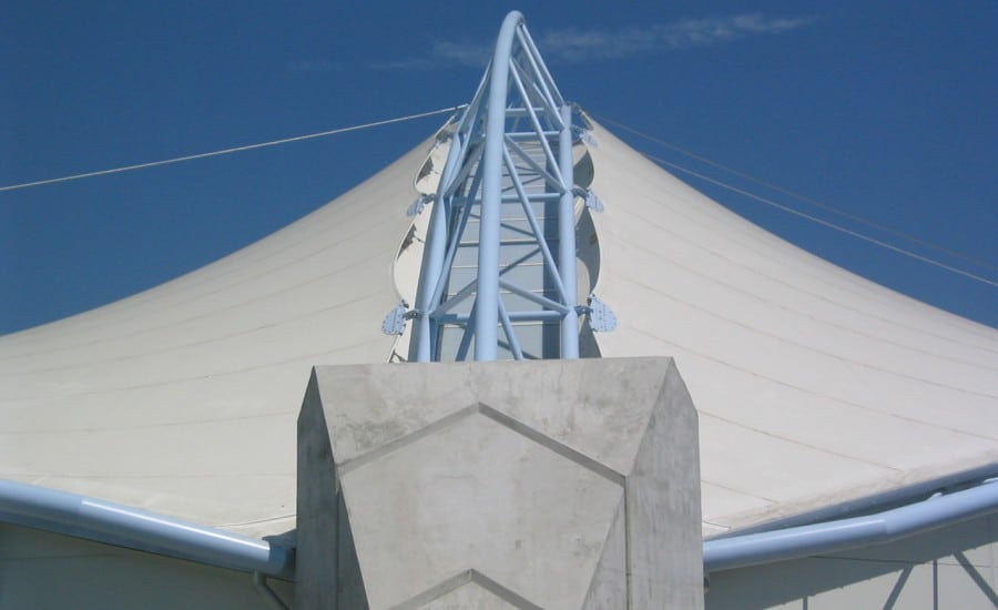 Striking steel and fabric structure