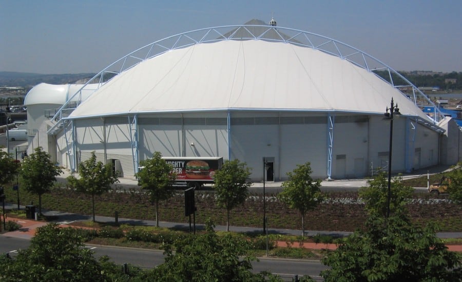 Fabric canopy over food court