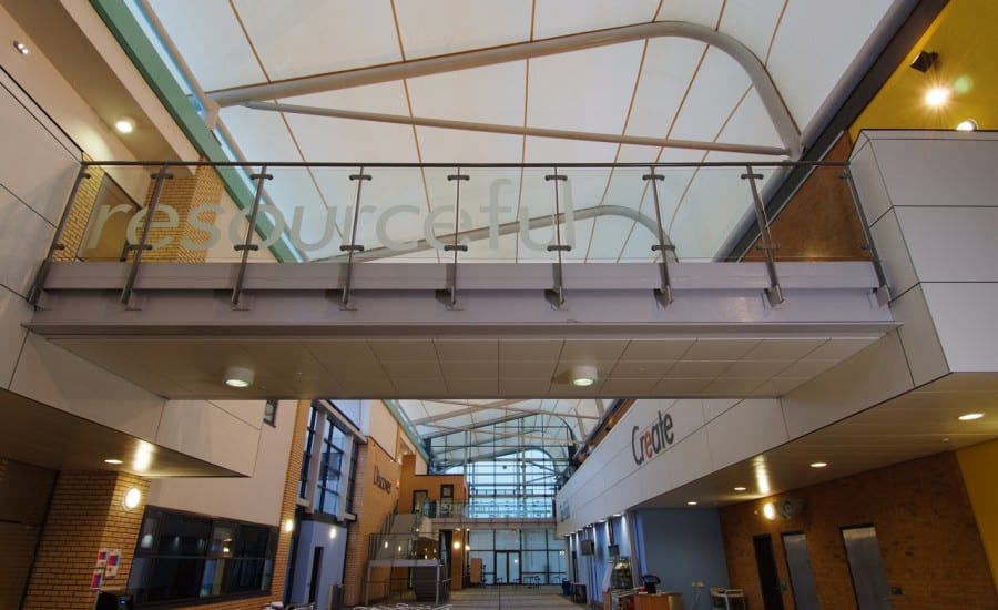 Feature fabric roof covering school atrium