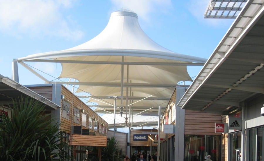 PVC covering over shopping mall