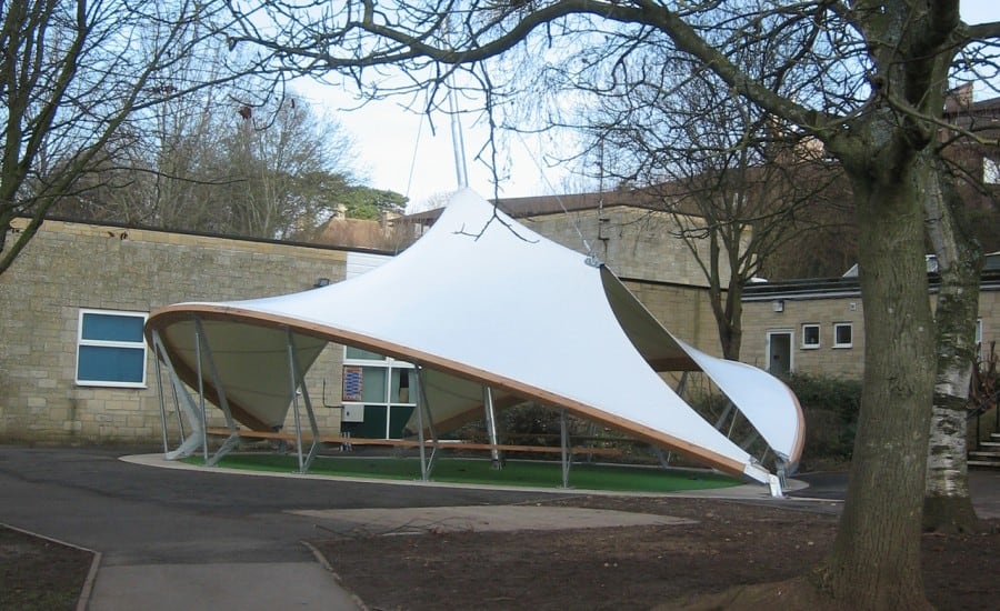 PVC and timber tensile fabric structure