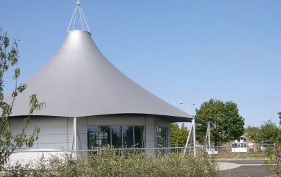 Silver conical fabric canopy