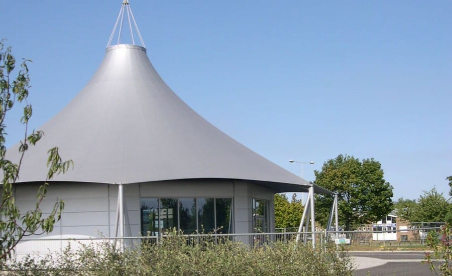 Silver conical fabric canopy