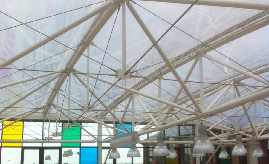 Clear tensile fabric roof