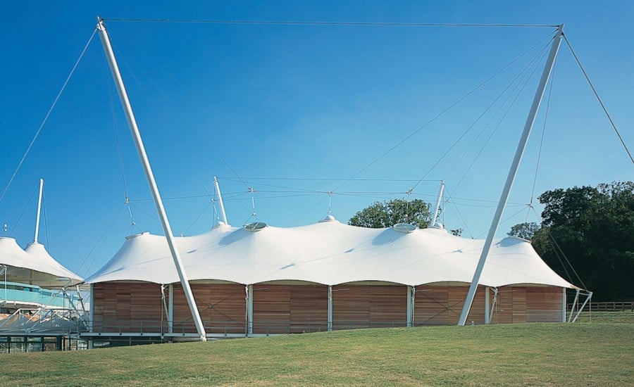 White fabric building