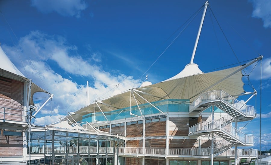 PVc fabric canopy providing shade for spectators