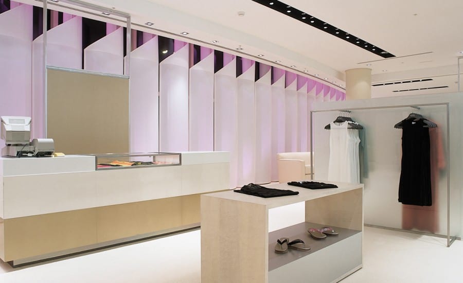 Fabric screens with dynamic coloured lighting 