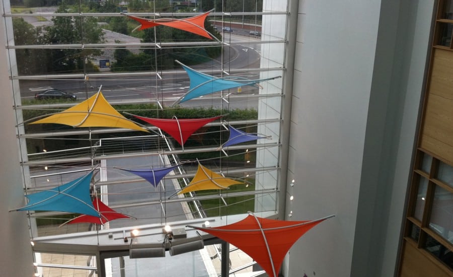 Colourful fabric kite shades