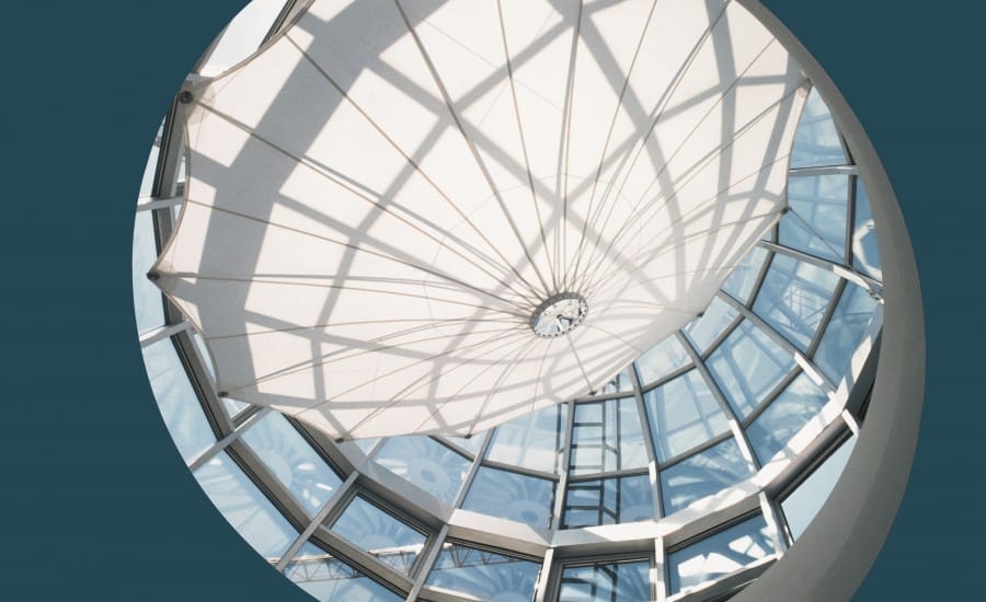 Fabric structure protects space from solar glare