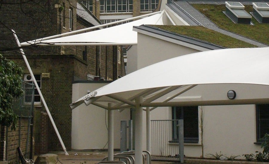 Tensile fabric canopies in school grounds