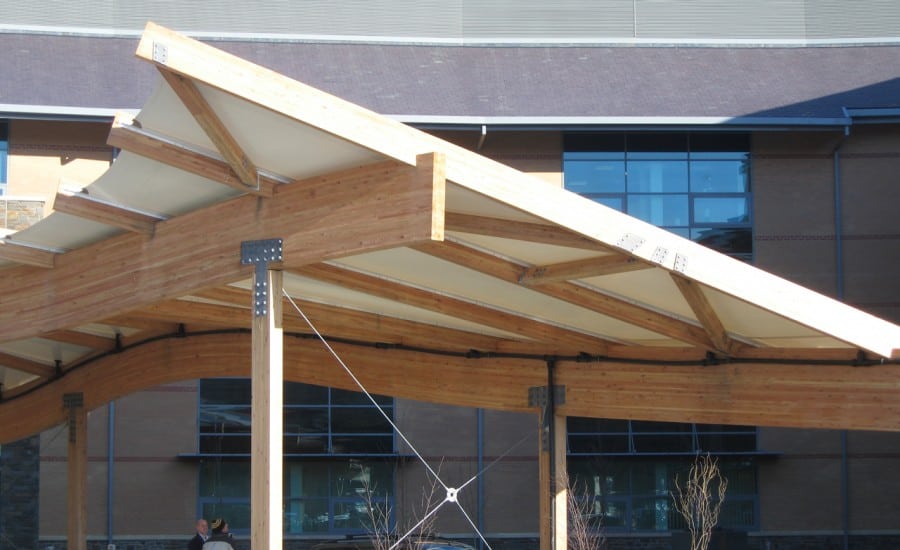 Fabric entrance canopy shelter