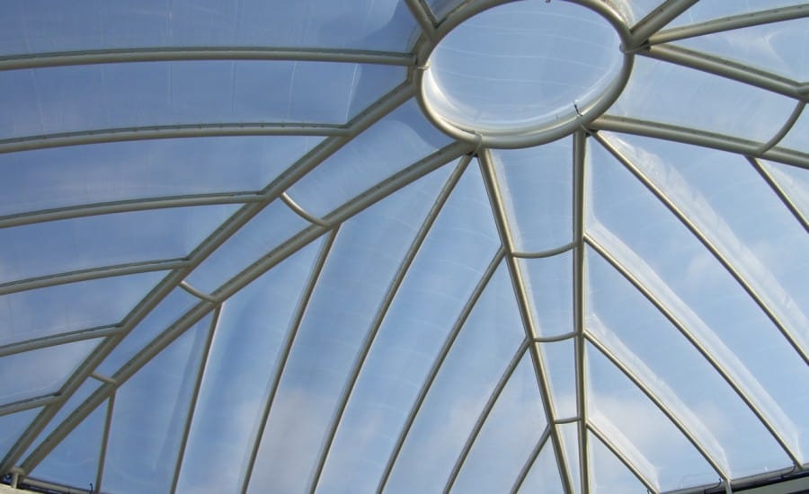 Fritted ETFE cushion roof