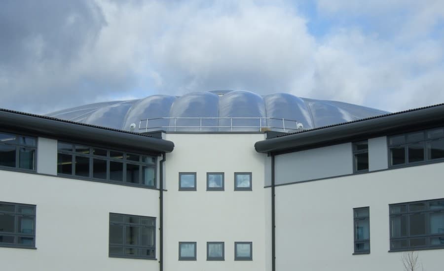 Domed fabric roof over school