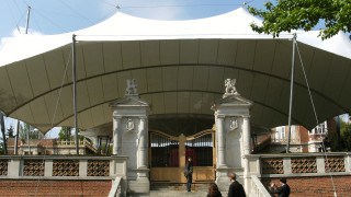 Large fabric canopy covering opera venue