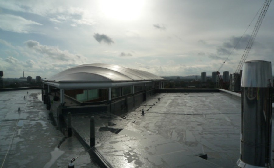 Fabric covering on roof for apartments