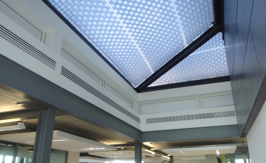 Patterned fabric skylight at Lancaster university