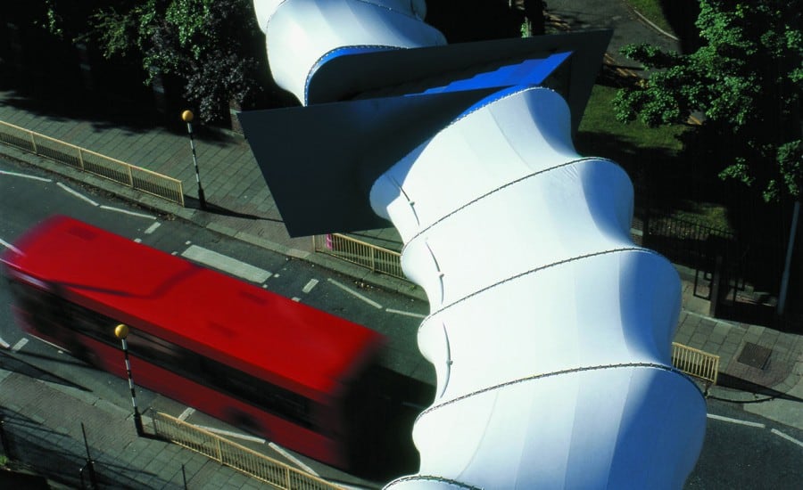 Dramatic fabric bridge structure