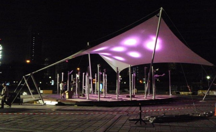 Printed fabric sail with LED lighting