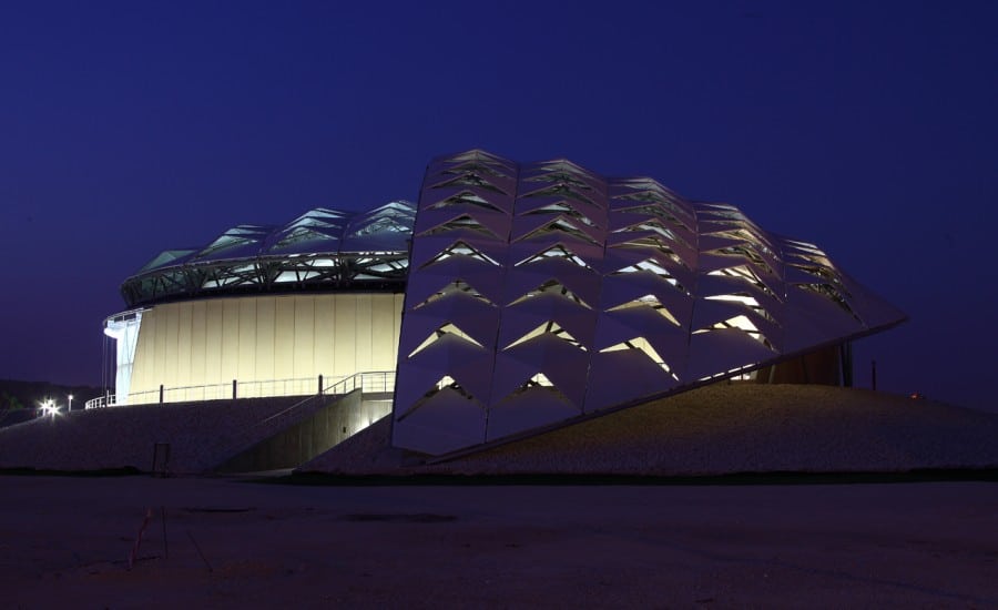 Unique fabric roof covering stadium