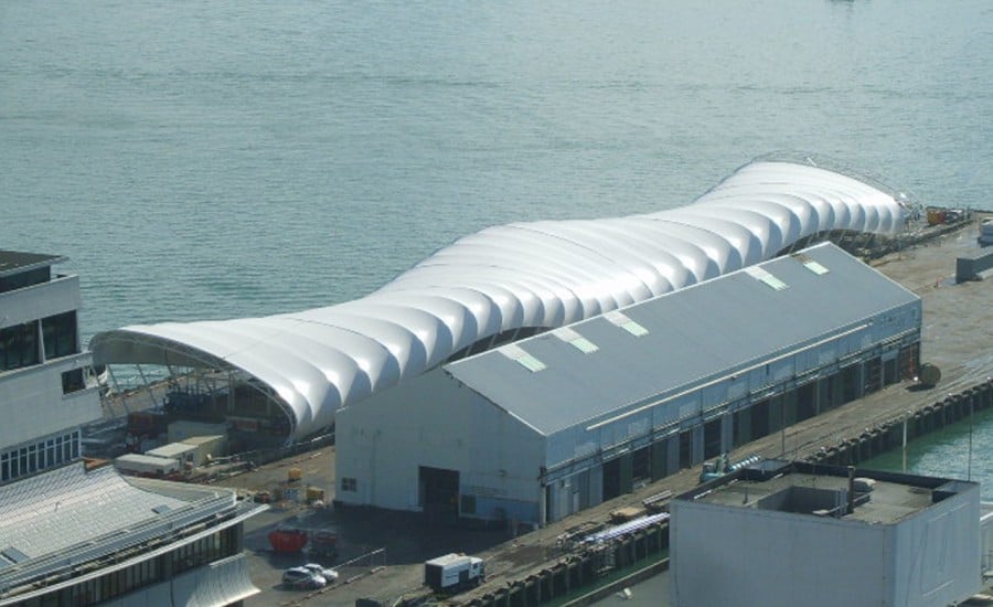 Unusual shape tensile fabric roof