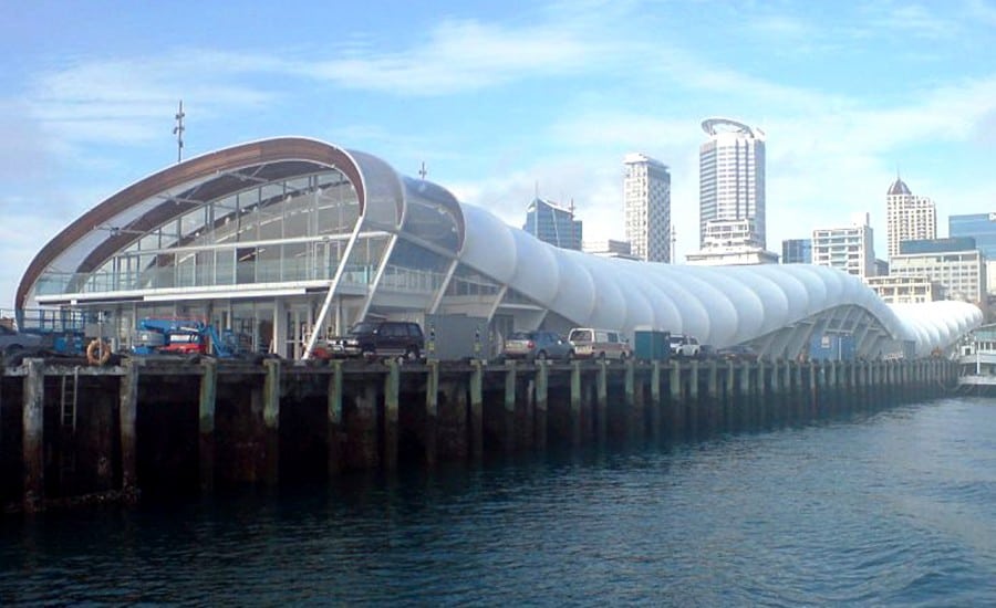 Long curvy ETFE building