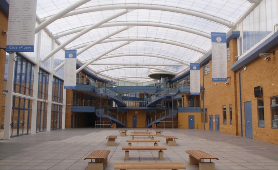 ETFE single skin roof over school courtyard