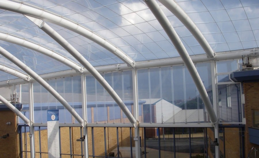 Naturally lit ETFE roof over school space