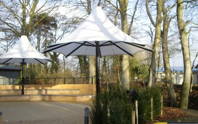 Fabric umbrellas for architectural feature