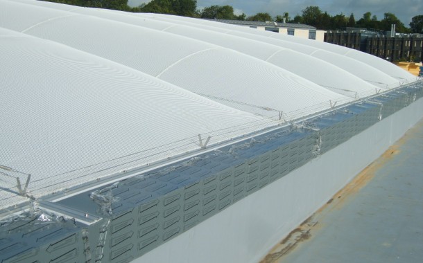 ETFE Cushion with acoustic rain suppression layer