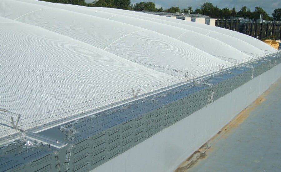 ETFE Cushion with acoustic rain suppression layer