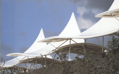 Tensile fabric sail canopies