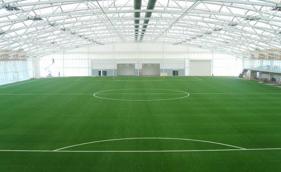 Large scale PVC roof over football pitch