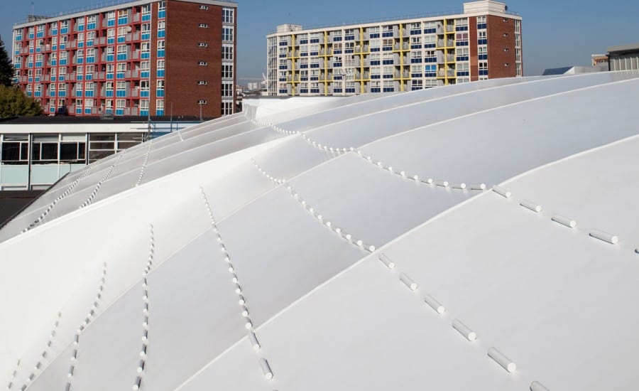 PVC tensile roof covering school buildings