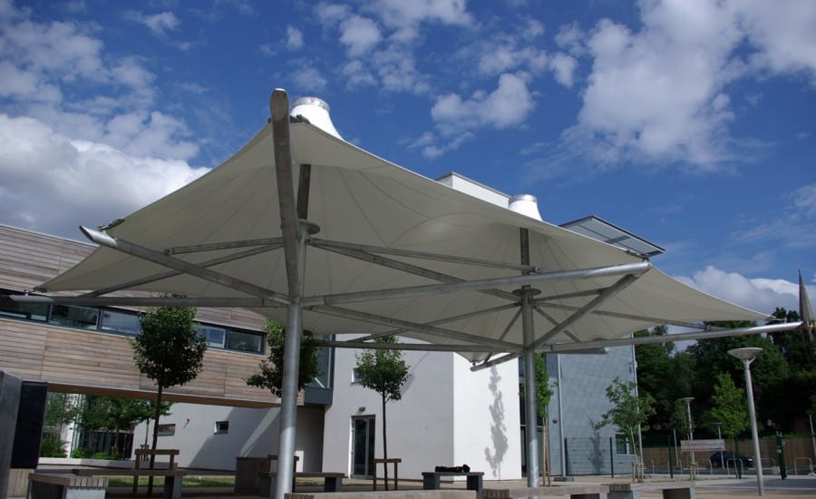 Tensile canopies for use in school playground